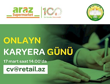 “Araz” supermarketlər şəbəkəsi Azərbaycan Dövlət Aqrar Universitetində  onlayn “Karyera Günü” keçirəcək.