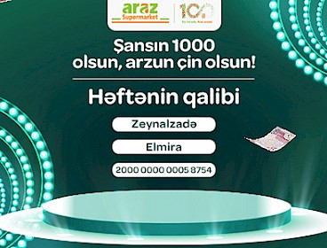Победитель пятой недели лотереи "Şansın 1000 olsun, arzun çin olsun" уже определен.