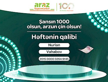 Определен победитель девятой недели лотереи "Şansın 1000 olsun, arzun çin olsun"