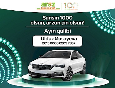 Определен победитель третьего месяца лотереи "Şansın 1000 olsun, arzun çin olsun" .
