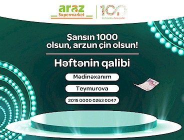 Определен победитель 15-й недели лотереи "Şansın 1000 olsun, arzun çin olsun"