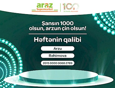 Определен победитель 20-й недели лотереи "Şansın 1000 olsun, arzun çin olsun"