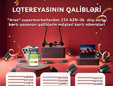 "Miratorq"la Dadlı Fürsətlər lotereyasının qalibləri bəlli oldu.